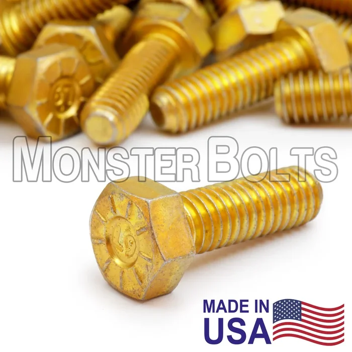 1-1/2″-6 L9 Hex Head Cap Screw – Coarse Thread Alloy Steel Zinc Yellow CR+3 (Made in U.S.A.)
