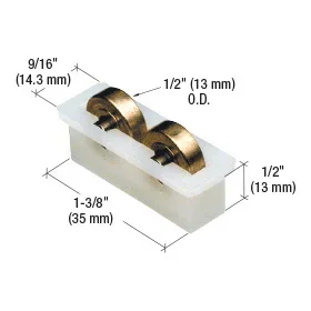 1/2″ Flat Edge Tandem Brass Window Roller Assembly – C.R. Laurence
