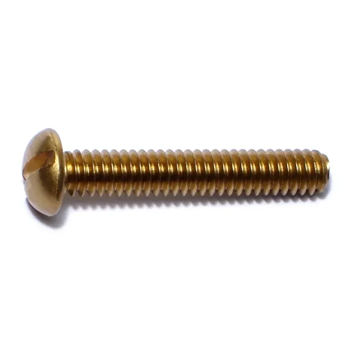 1/4″-20 x 1-1/2″ Brass Coarse Thread Slotted Round Head Machine Screws