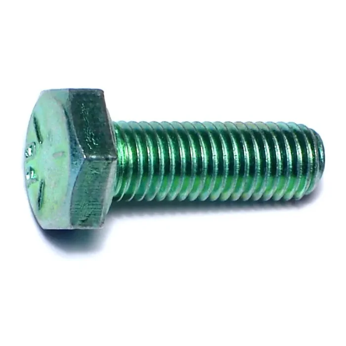 1/4″-28 x 3/4″ Green Rinsed Zinc Plated Grade 5 Steel Fine Thread Hex Cap Screws