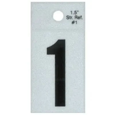 1.5″ – 1 Straight Black Reflective Numbers