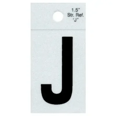 1.5″ – J Straight Black Reflective Letters