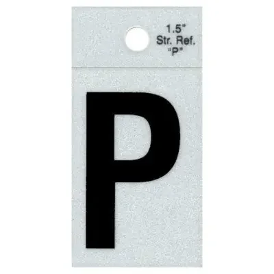 1.5″ – P Straight Black Reflective Letters