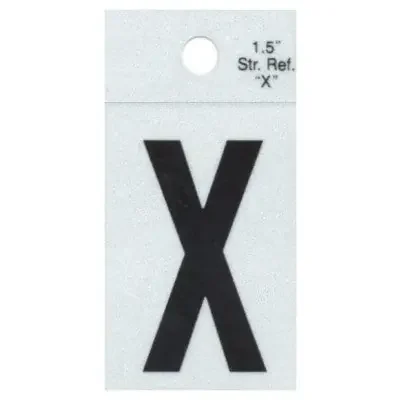1.5″ – X Straight Black Reflective Letters