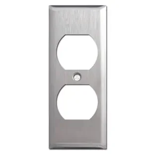 1.75″ Thin Duplex Outlet Wall Covers – Satin Stainless Steel