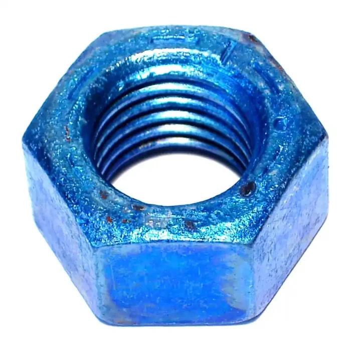 1″-8 Zinc Plated Grade 8 Steel Blue Rinsed Coarse Thread Hex Nuts