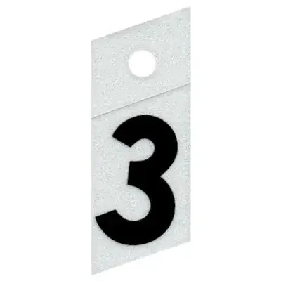 1″ – “3” Slanted Black Reflective Numbers
