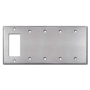 1 Decora 4-Blank Light Switch Plate Cover – Satin Stainless Steel