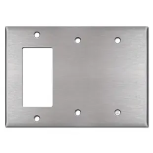 1 Decora Rocker & 2 Blank Switch Plate – Satin Stainless Steel