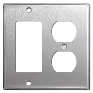 1 Decora Rocker 1 Outlet Switchplates – Spec Grade Stainless Steel