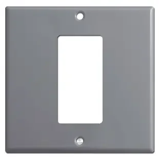 1 Decora Rocker Centered on Double Gang Switch Plate – Gray