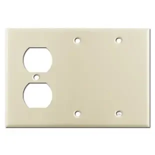 1 Duplex 2 Blank Receptacle Switchplate – Ivory