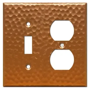 1 Duplex Outlet 1 Toggle Switch Cover – Hammered Copper