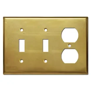 1-Duplex Outlet 2-Toggle Wall Plate – Unfinished Raw Brass