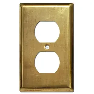 1 Duplex Outlet Cover Wall Plate – Unfinished Raw Brass