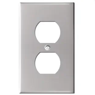 1 Duplex Outlet Electrical Cover Plate – Polished Stainless Steel