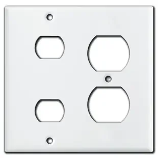 1 Duplex Receptacle 2 Despard Combo Switch Wallplate – White