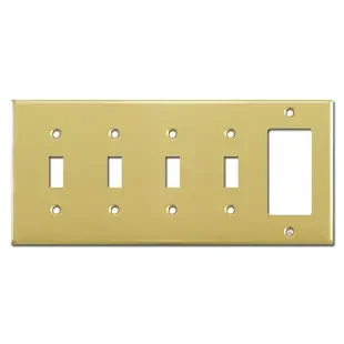 1 GFCI 4 Toggle Light Switch Cover – Polished Brass