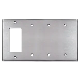1 GFCI Decora Rocker – 3 Blank Switch Plate Covers – Stainless Steel