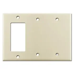 1 GFCI Decora Rocker Switch & 2 Blank 3-Gang Wall Plates – Ivory