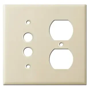 1 Push-Button 1 Duplex Outlet Light Switch Plate – Ivory