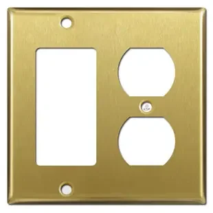 1 Rocker and 1 Outlet Cover Switch Plate – Satin Brass