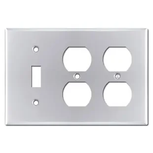 1 Toggle 2 Receptacle Switch Plate – Polished Chrome