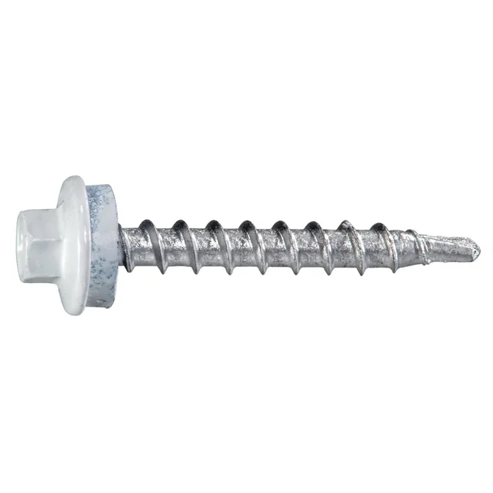 10-14 x 1-1/2″ White Painted Steel Hex Washer Head Pole Barn Self-Drilling Screws