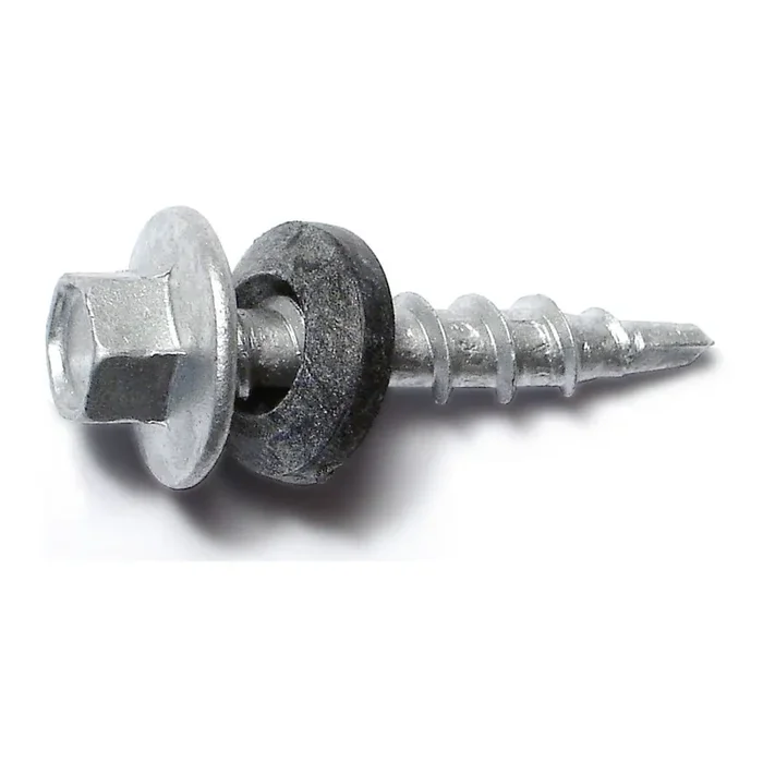 10-14 x 1″ Silver Ruspert Coated Steel Hex Washer Head Pole Barn Self-Drilling Screws
