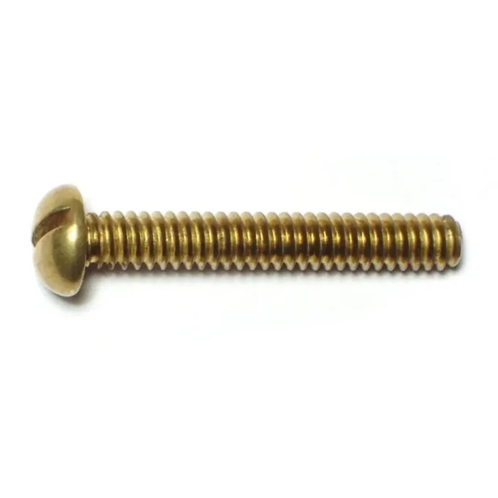 10-24 x 1-1/4″ Brass Coarse Thread Slotted Round Head Machine Screws