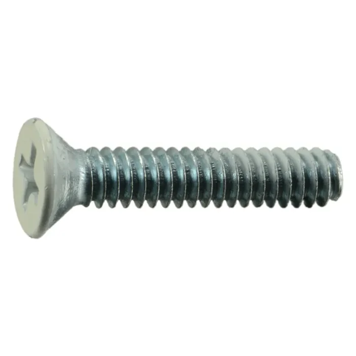 10-24 x 1″ White Painted Head Zinc Plated Steel Coarse Thread Phillips Flat Head Machine Screws
