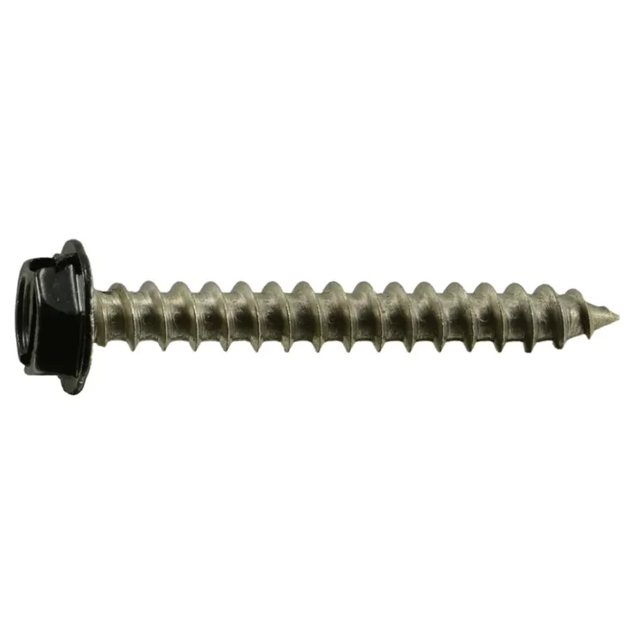 10 x 1-1/2″ Black Painted 18-8 Stainless Steel Hex Washer Head Sheet Metal Screws