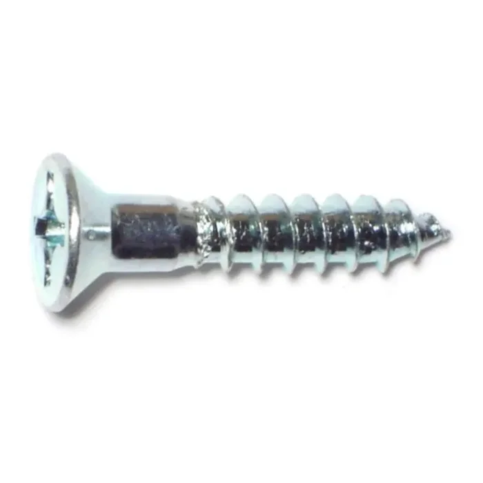 10 x 1″ Zinc Plated Steel Phillips Flat Head Wood Screws