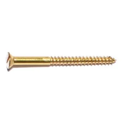 10 x 2-1/2″ Brass Slotted Flat Head Wood Screws