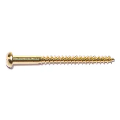10 x 2-1/2″ Brass Slotted Round Head Wood Screws
