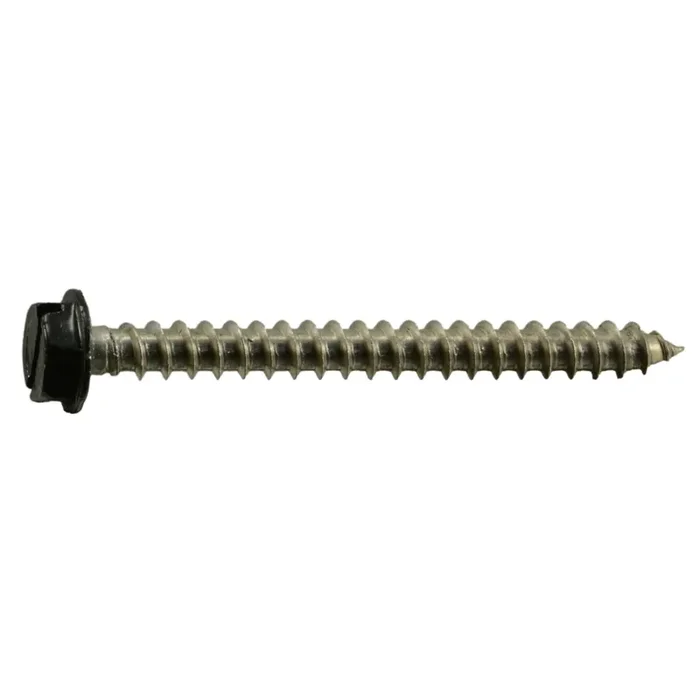 10 x 2″ Black Painted 18-8 Stainless Steel Hex Washer Head Sheet Metal Screws