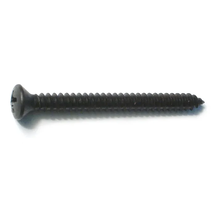 10 x 2″ Black Steel Phillips Oval Head Sheet Metal Screws