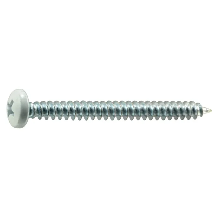 10 x 2″ White Painted Steel Phillips Pan Head Sheet Metal Screws