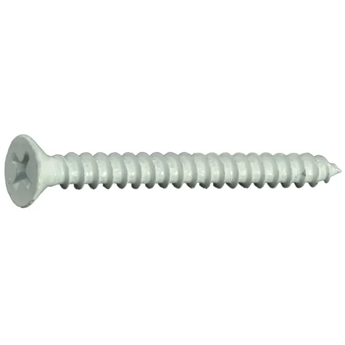 10 x 2″ White Steel Phillips Flat Head Sheet Metal Screws