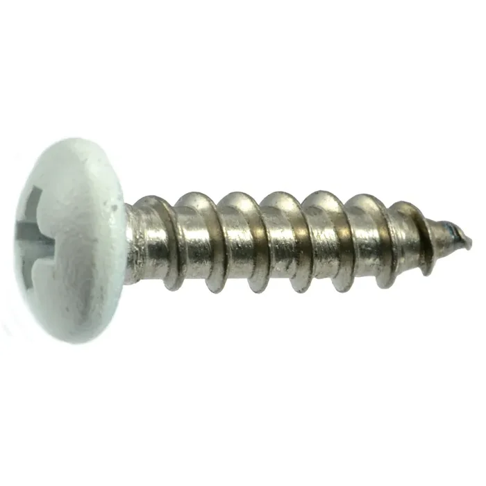 10 x 3/4″ White Painted 18-8 Stainless Steel Phillips Pan Head Sheet Metal Screws