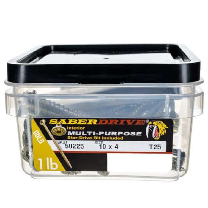 10 x 4″ Star Drive Gold Multi-Purpose Saberdrive Screws 1 lb. Box (48 pcs.)