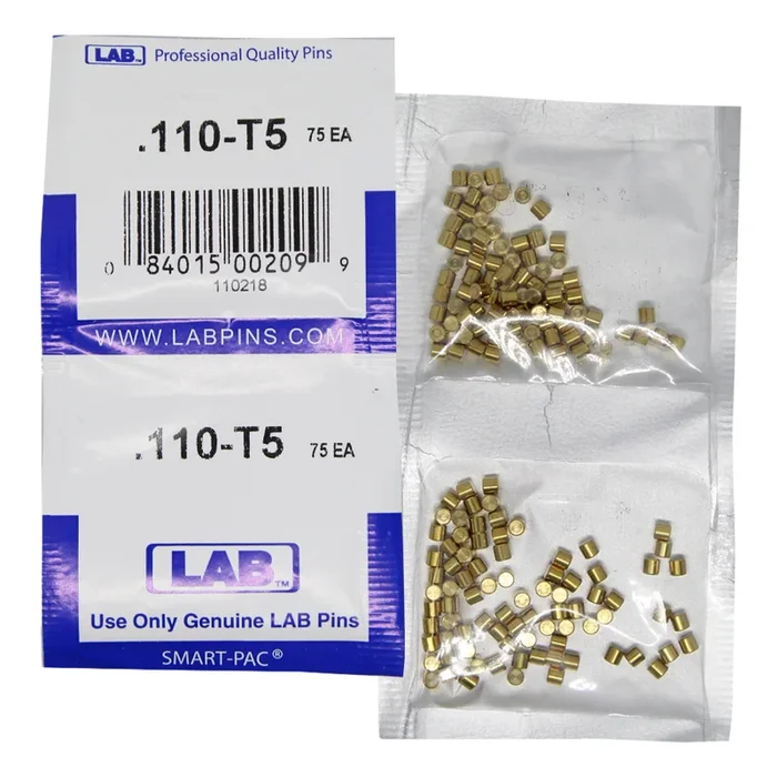 .110 Top Pin – Color-Coded Brass Alloy, .115 Diameter, Crown .005 Universal, Smart Pack 150 Pins by Lab Security Systems