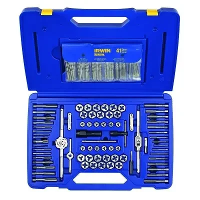 117-Pc Machine Screw/Fractional/Metric Tap & Hex Die and Drill Bit Deluxe Set, Includes Plastic Case