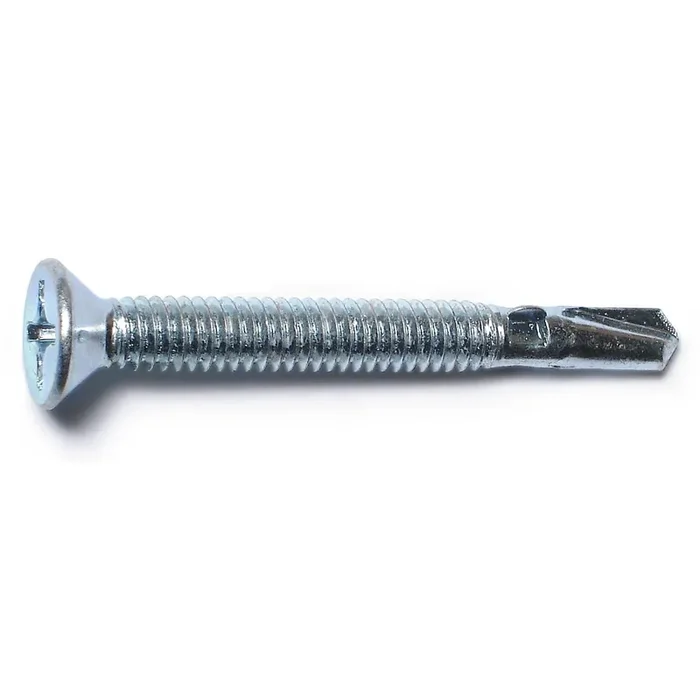 12-14 x 2″ Zinc Plated Steel Phillips Flat Head Self-Drilling Screws with Wings