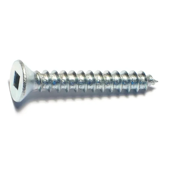 12 x 1-1/2″ Zinc Plated Steel Square Drive Flat Head Sheet Metal Screws