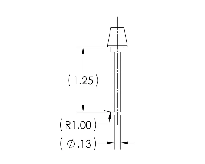 ⌀.125 Straight Hand Piece Electrode with 1″ Radius