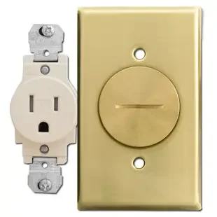 15A Single Receptacle Floor Box with Brass Switch Plate Leviton