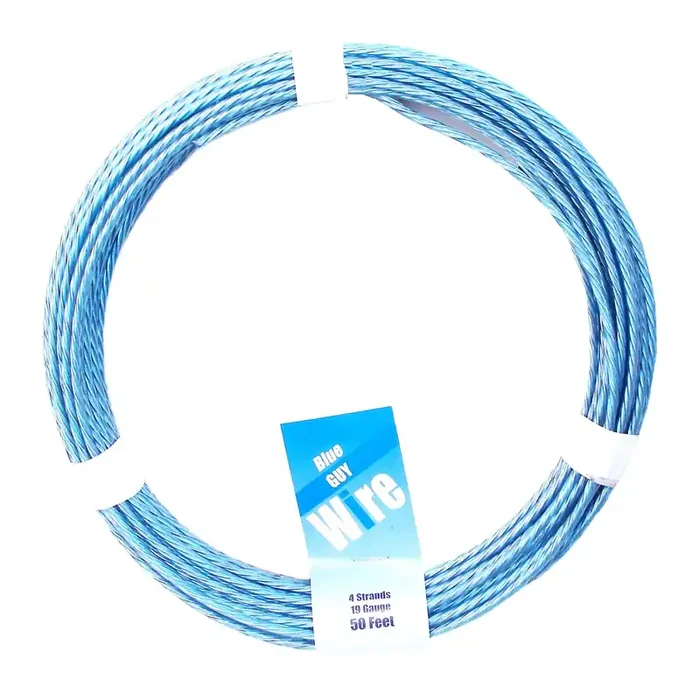 19 WG x 50‘ 4 Strand Blue Vinyl Coated Galvanized Steel Guy Wire