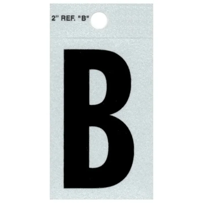 2″ – B Straight Black Reflective Letters