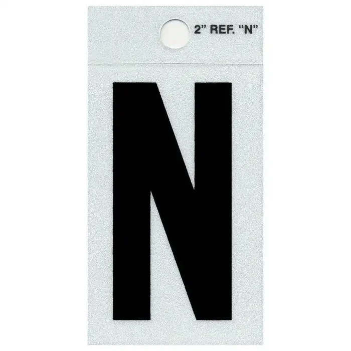 2″ – N Straight Black Reflective Letters